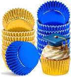 JarThenaAMCS 200Pcs Graduation Foil Cupcake Liners Baking Cups Gold Blue 2026 Congrats Grad Foil Metallic Cupcake Wrappers Muffin Liners for College High School Party Supplies Table Decor by JarThenaAMCS