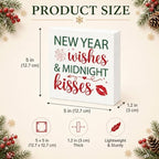 New Year Wishes and Midnight Kisses Wood Box Sign, New Year's Eve Decor - Image 3