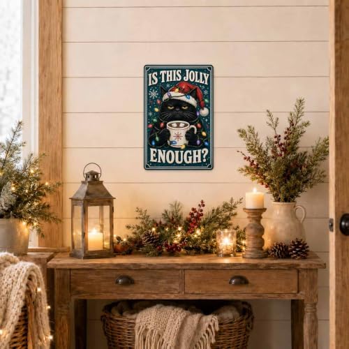 Christmas Cat Sign, Black Cat Holiday Decor, Vintage Wall Art - Image 7