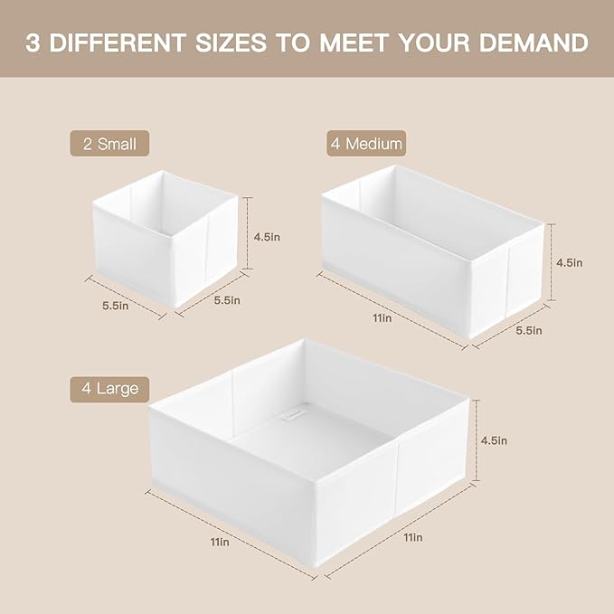 Criusia Drawer Organizer Clothes, 10 Pack Dresser Organizer - Image 2