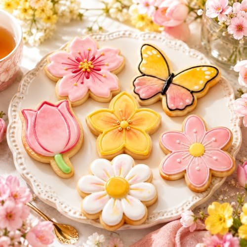 Flower Cookie Cutter Set, 6 PCS Tulip, Cherry Blossom, Frangipani, Daisy, Sunflower, Butterfly, Stainless Steel Holiday Cookie Cutter Shapes for Baking Biscuit Molds - Image 5