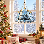 Christmas Decorations Blue White Christmas Tree Merry Christmas Wood Sign - Image 6