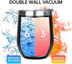 MEZMUT 12 Oz Insulated Wine Tumbler with Lid Wine Glass Coffee Cup(Black,1) - Image 5