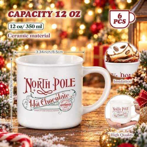 Yaomiao 12 Pcs North Pole Christmas Coffee Mugs, Ceramics - Image 2