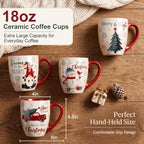 Topadorn 18 oz Christmas Ceramic Coffee Mugs with Handle, Tea Cup Set of 4 - Image 2