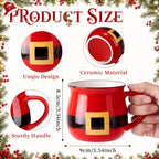 Vesici 6 Pcs Christmas Ceramic Mugs Bulk Red Santa Christmas Coffee Cups - Image 2