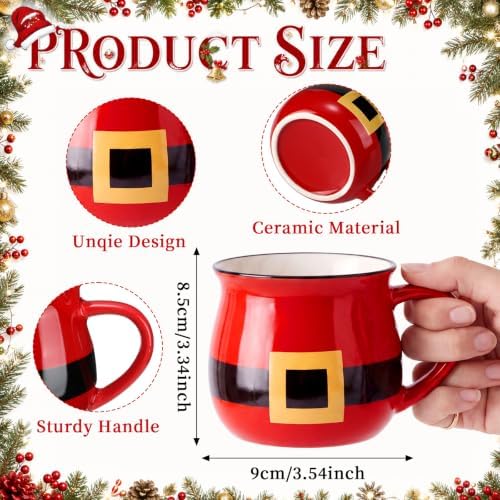 Vesici 6 Pcs Christmas Ceramic Mugs Bulk Red Santa Christmas Coffee Cups - Image 2
