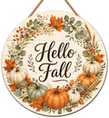 Thanksgiving Decorations - Hello Fall Wooden Wreaths for Front Door by OHOME
