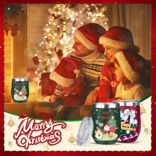 MEZMUT 12 Oz Insulated Christmas Wine Tumbler with Lid Straw (Red,1) - Image 4