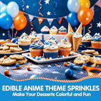 Edible Blue Orange Sprinkles for Cake Decorating,130g White Stars Pearls and Jimmies Mix,Round Sugar Confettis Sprinkle,Cupcake,Cookies,Donut,Basketball Soccer Sports Themed Holiday Dessert Toppings,Birthday Celebration Supplies - Image 2