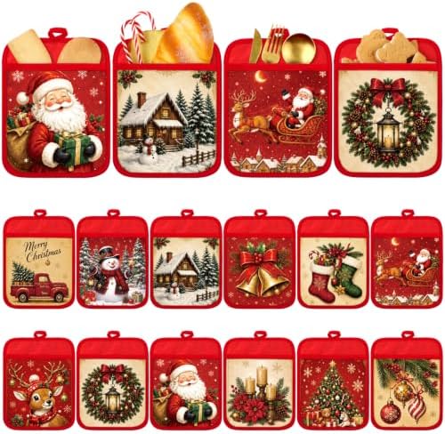 Jingmore 12 Pcs Christmas Pot Holders with Pocket for Kitchen Gift Bulk by Jingmore