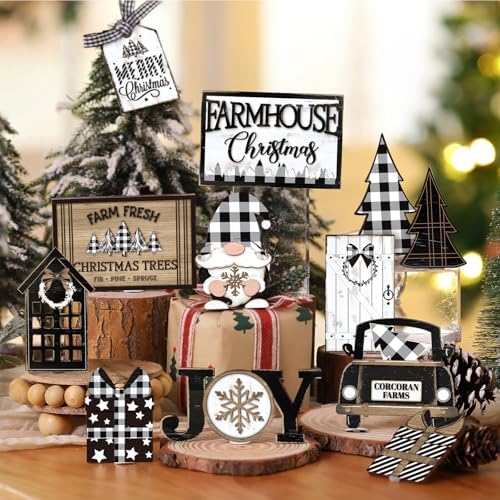 Funnymoom 17 Pcs Christmas Tiered Tray Decor Set Winter Tiered Tray Decor - Image 2