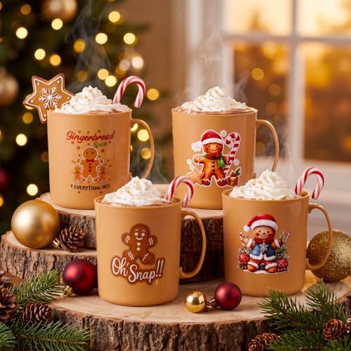 Potchen 24 Pcs Christmas Plastic Mugs Bulk 12 oz, Gingerbread Man - Image 3