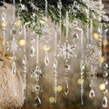 Crystal Christmas Tree Ornaments, Clear Acrylic Snowflake & Icicle, 18pcs by OuMuaMua