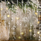 Crystal Christmas Tree Ornaments, Clear Acrylic Snowflake & Icicle, 18pcs by OuMuaMua