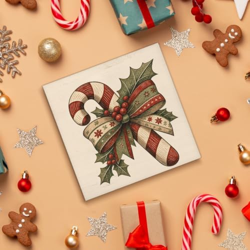 Vintage Christmas Decorations, Candy Cane Wooden Sign Home Decor - Image 4