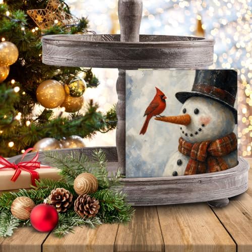 Christmas Snowman Decor, Red Cardinal Christmas Wood Sign Holiday Decor - Image 7
