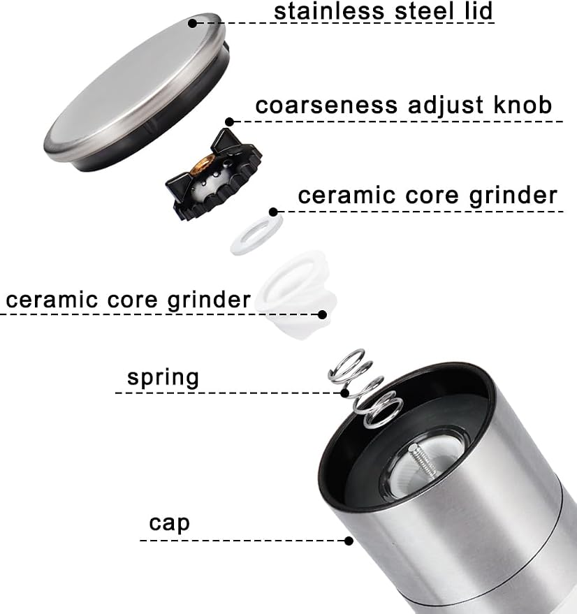 Gulex® Salt Grinder Pepper Mill, Refillable, Adjustable Coarseness Black Pepper - Image 5