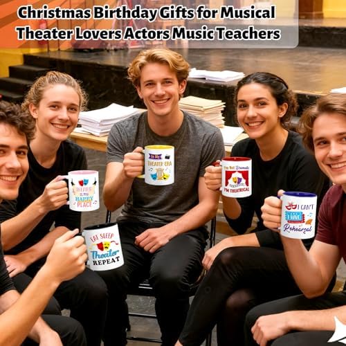 Didaey 6 Pcs Musical Theater Gift Ceramic Mugs 12 oz Drama Lover Coffee Cup - Image 4