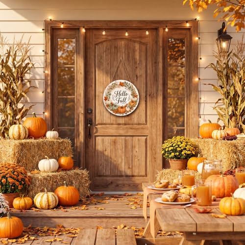 Thanksgiving Decorations - Hello Fall Wooden Wreaths for Front Door - Image 5