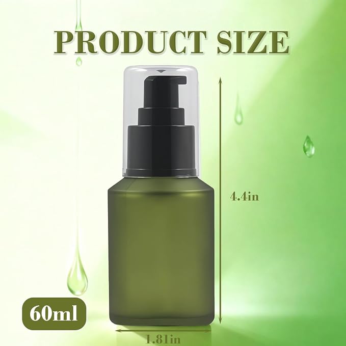 1PCS 60ML/2OZ Empty Refillable Green Frosted Glass Bottles - Image 3
