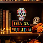 MEETYAMOR Day of the Dead Decor, Wood Block Sugar Skull Dia De Los Muertos Decorations with DIA DE MUERTOS Sign, 3-Layered Wooden Skeleton Decor for Altar, Ofrenda, Home, Table, Mexican Fiesta - Image 7