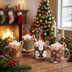 Bokon 4 Pcs Christmas Glass Coffee Mugs with Handle, 12 oz - Image 5