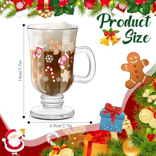 Sliner 6 Pcs Glass Coffee Mugs, Colorful Irish Mugs with Handle - Image 3