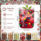 6 Pcs Christmas Glass Mugs with Handle Winter Xmas Coffee Mugs, Light - Image 2