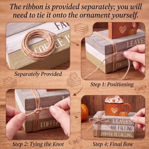 4 Pcs Thanksgiving Coffee Bar Table Decor Wooden Autumn Book Sign - Image 5