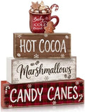 4 Pcs Christmas Table Decorations, Wooden Hot Cocoa Decor Indoor by Golibra