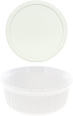 CorningWare FS5 1.5qt Round French White Casserole Dish & F-5-PC 1.5qt French by CorningWare