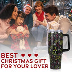 Christmas Tumbler with Handle and Straw Lid 40 oz,Cute Merry Xmas Holly Berries Snowflake Gifts for Women Vacuum Insulated Leak Proof Tumbler,Winter Holiday Accessories Stainless Steel Coffee Cup Mug - Image 7