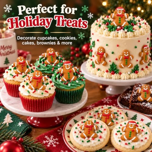 Oasis Supply Christmas Gingerbread Man Edible Icing Decorations – 15 Count – Holiday Cake & Cupcake Toppers for Cookies, Cakes, Cupcakes & Desserts - Image 4
