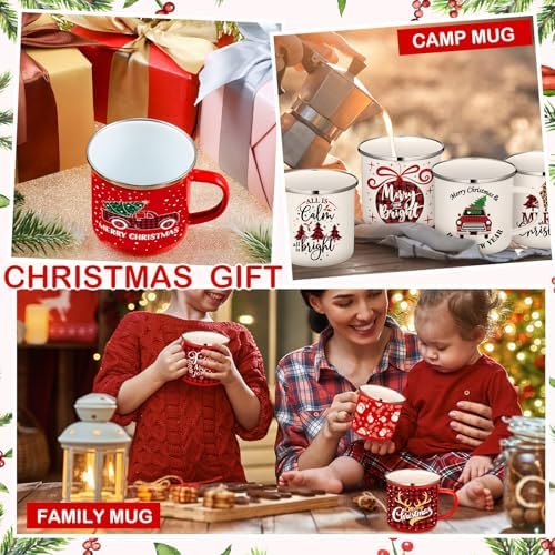 Christmas Enamel Mugs Set of 12, 12 oz Holiday Coffee Cups Gifts - Image 3
