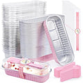 Pink Mini Loaf Pans with Lids, 6.8oz Aluminum Mini Cake Pan 60Pack by ZOXILEN