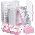 Pink Mini Loaf Pans with Lids, 6.8oz Aluminum Mini Cake Pan 60Pack by ZOXILEN