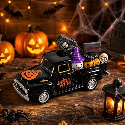 5 Inch Halloween Vintage Metal Truck Tiered Tray Decor by Qeinwha