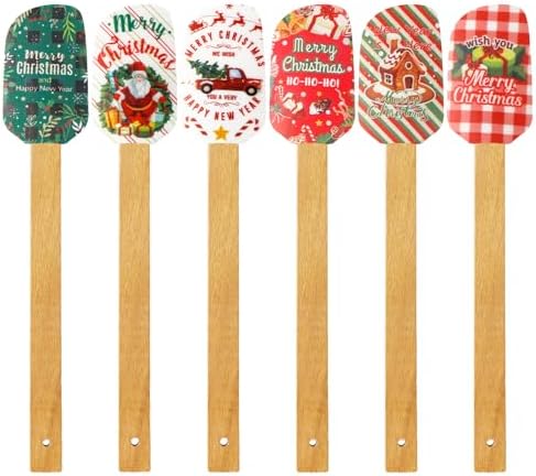 Patelai 6 Pieces Christmas Silicone Spatula Set Wooden Handle,Chic Style by Patelai
