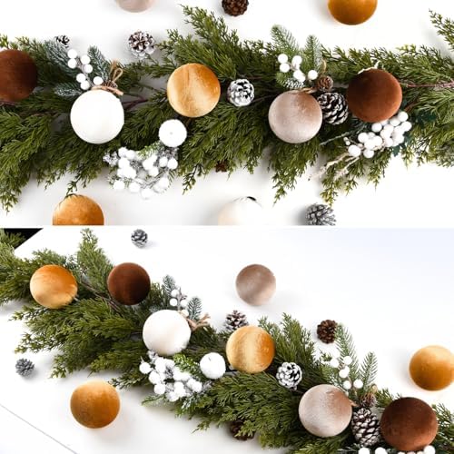 Gold Velvet Christmas Tree Ornaments - 15pcs Shatterproof Christmas Balls for Xmas Trees Decorations - Multicolor Brown Gold Neutral Beige, 80mm 3.15inch - Image 3
