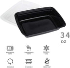 50-Pack Food Prep Containers, 1000ML/ 34 OZ Microwavable Food Storage Containers - Image 2