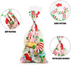 CCINEE Christmas Cellophane Bags,Xmas Assorted Treat Bags with Twist Ties Candy Cookie Bags for Party Supplies,144PCS - Image 3