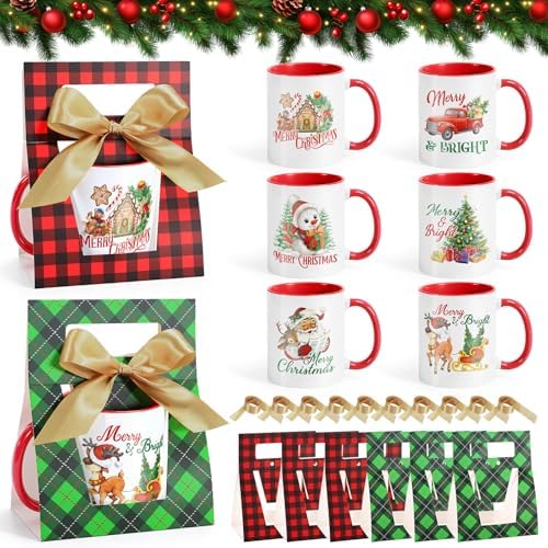 LemonRoad 12 Sets Christmas Coffee Mugs with Mug Boxes 12 oz by Unknown