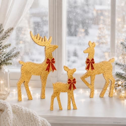 Christmas Reindeer Home Decor, 3pcs Farmhouse Christmas Decorations Indoor - Image 6
