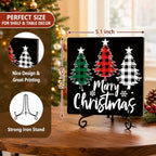 Romantic Merry Christmas Decor Wood Plaque with Support Stand - Image 2