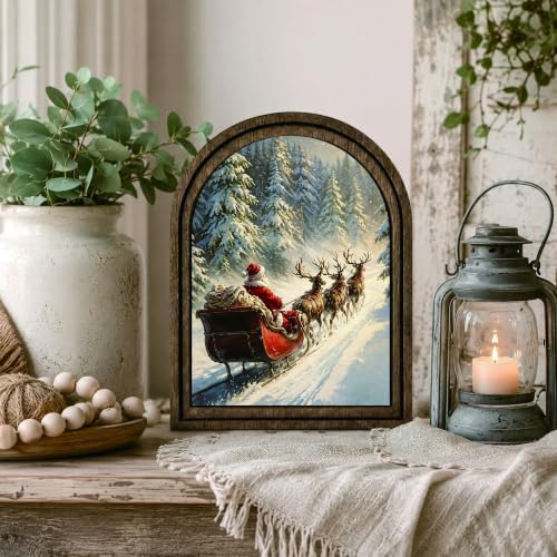 Santa Sleigh Forest Arched Table Sign, Rustic Christmas Decor - Image 6