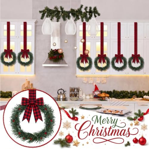 Retrowavy 12 Pcs Christmas Kitchen Cabinet Wreaths with Ribbon Small Wreath - Image 3