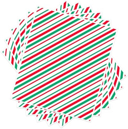 Zezzxu 100 Sheets Red and Green Striped Wax Paper, Parchment Paper for Cookie Box Deli Food Wrapping Grease Resistant Basket Liners (8.5 x 9.8 Inches) by Zezzxu