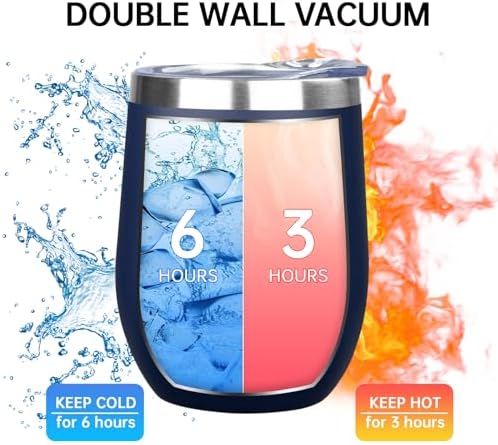 MEZMUT 12oz Insulated Wine Tumbler Glass Bulk with Lid (Navy,4 Pack) - Image 5
