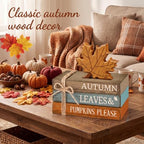 4 Pcs Thanksgiving Autumn Decorations for Home, Maple Leaf Sign - Image 2